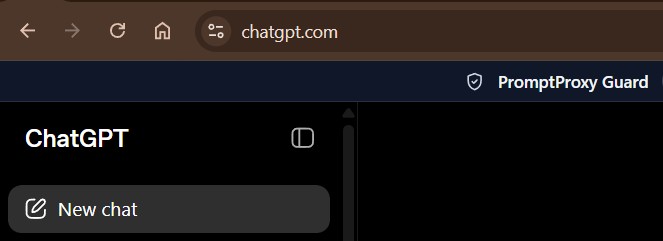 PromptProxy Guard browser extension banner on ChatGPT